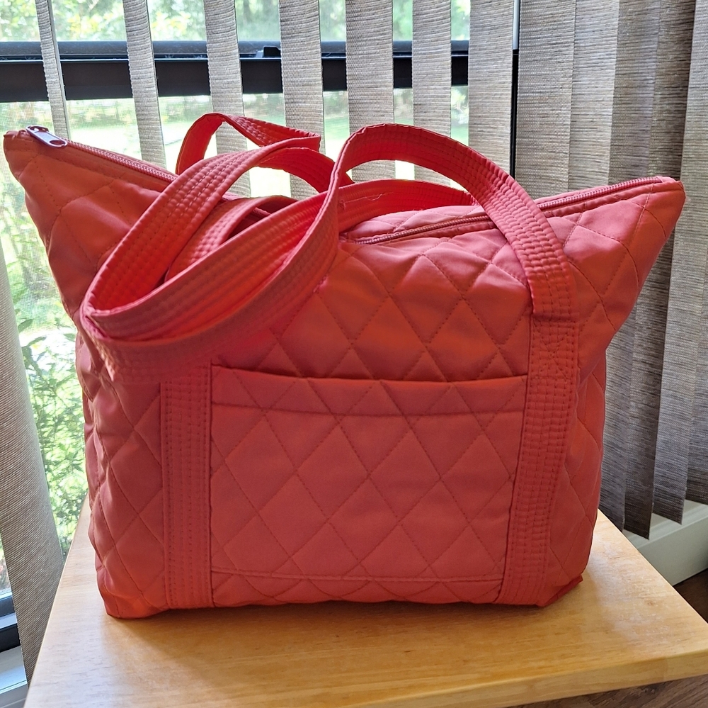Orange Quilted Lined Lightweight Shoulder/Tote Bag